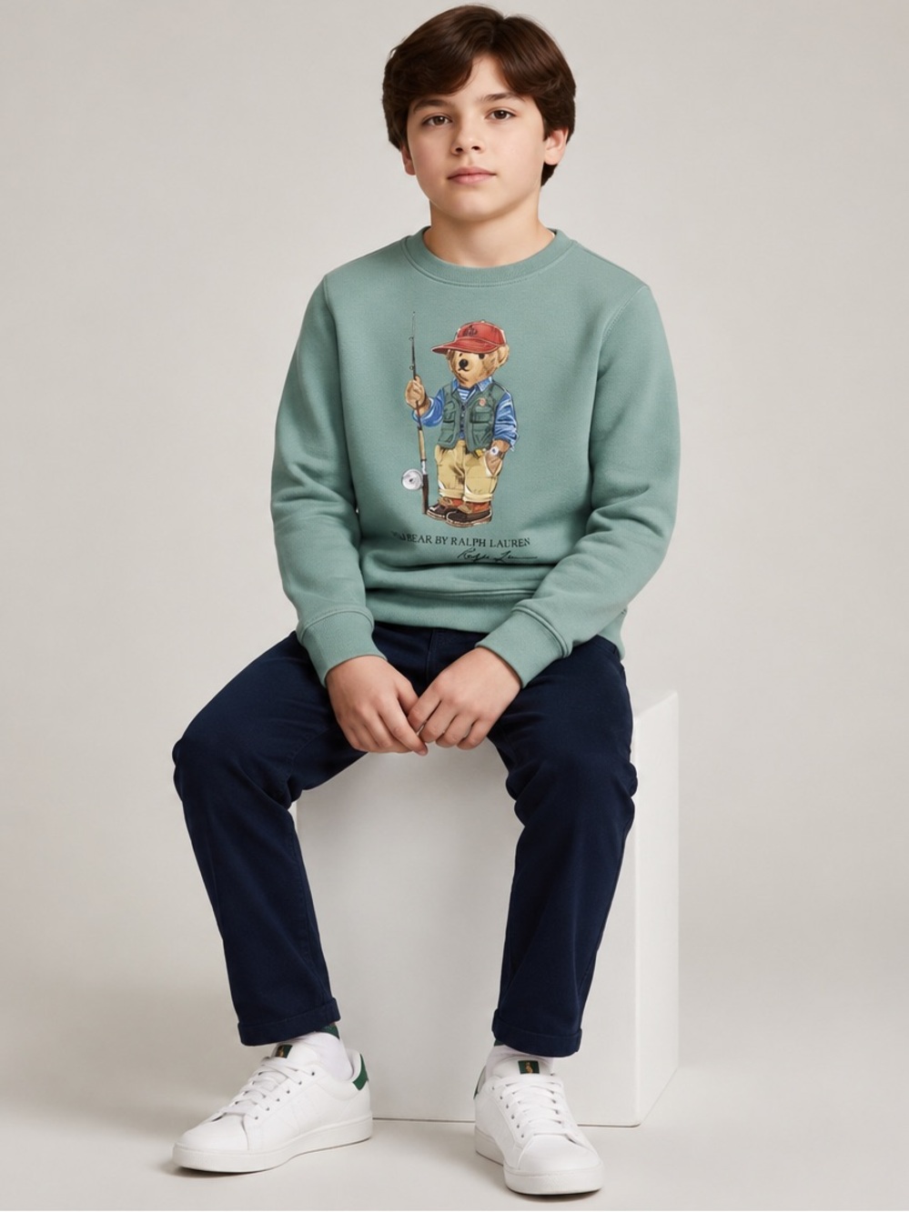 Polo Ralph Lauren Fishing Bear Fleece Sweatshirt | Size L (Boys 14-16 Years)